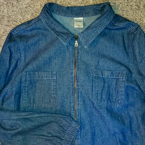 Blair Demin Detailed Zip Up Long Sleeved Shirt XL - Picture 3 of 4